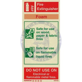 Marine Fire Equipment Sign: Foam Fire Extinguisher (including class pictos)
